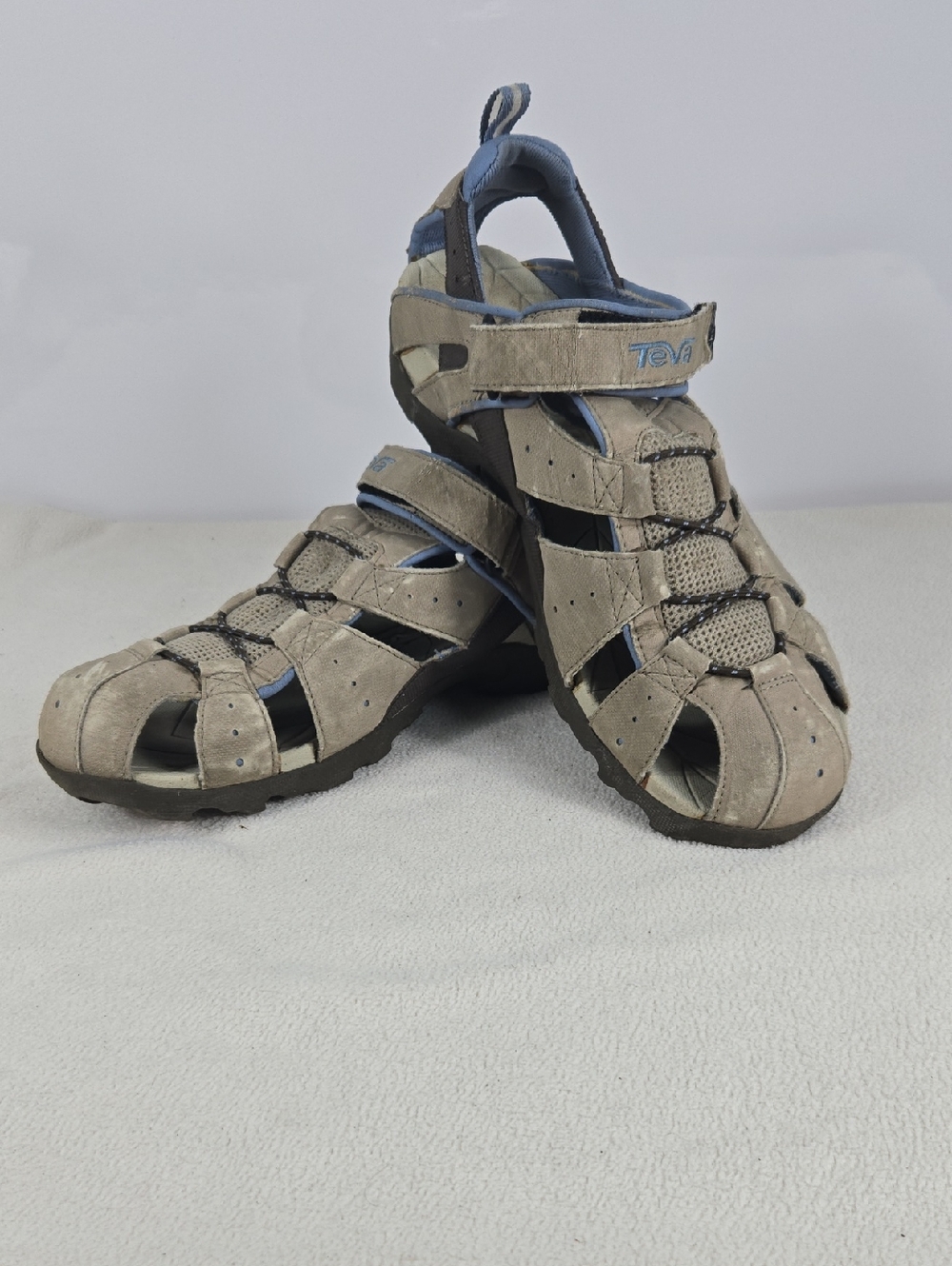 Teva Closed-Toe Sandals in Taupe and Blue